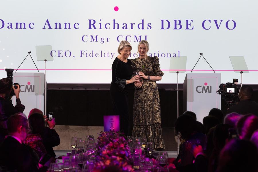The winner of the Lifetime Achievement Award, Dame Anne Richards, DBE CVO, Chief Executive, Fidelity International at the CMI event