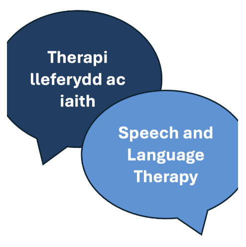 two speech bubbles saying "Speech and Language Therapy"