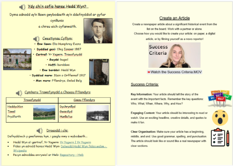 Examples of student work created using accessible technology, including sound, videos and images.