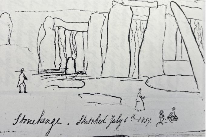 A line drawing of Stonehenge