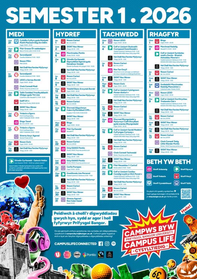 Calendr Semester 1 Campws Byw Cysylltiedig