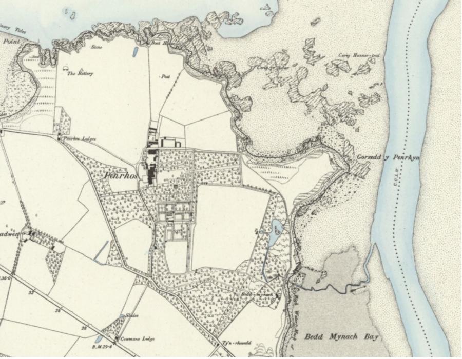 Map gyda'r tir wedi'i nodi mewn lliw hufen golau a'r dŵr mewn glas golau.