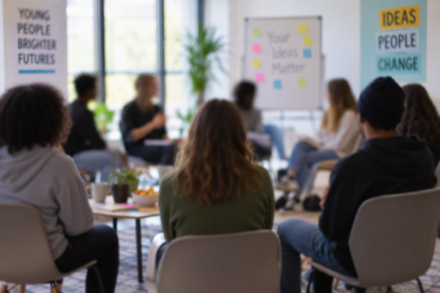 Young people sitting in a circle for a focus group